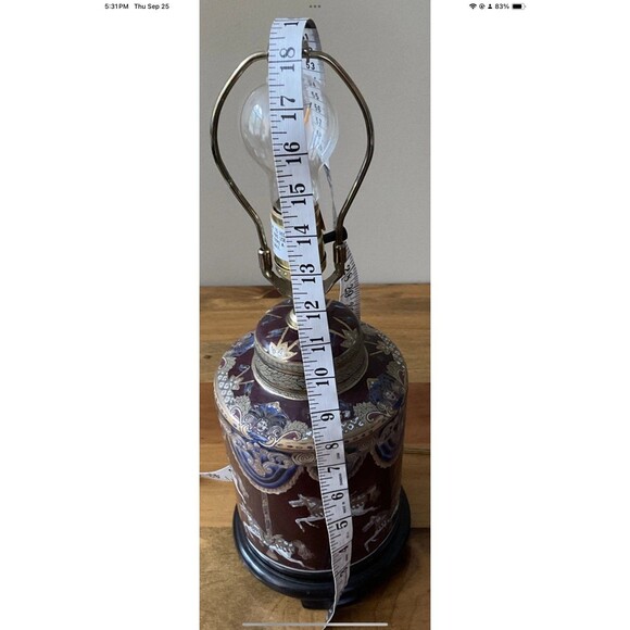 Carousel horses Lamp Vintage Ornately Etched Ceramic, Wood Base **Tested 19” - Picture 7 of 8